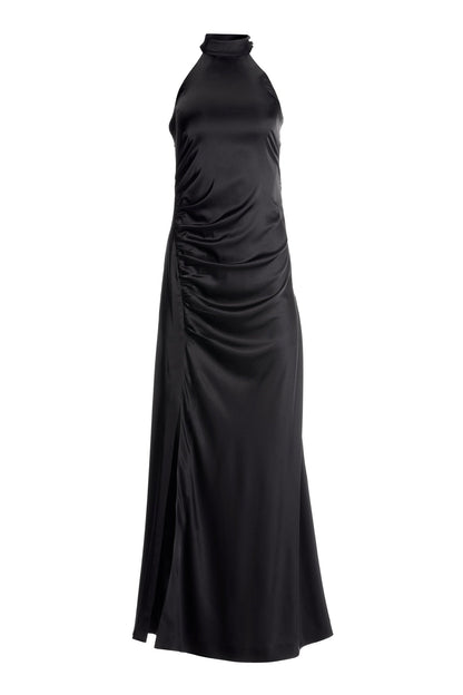 Charm Ruched High Neck Maxi Black