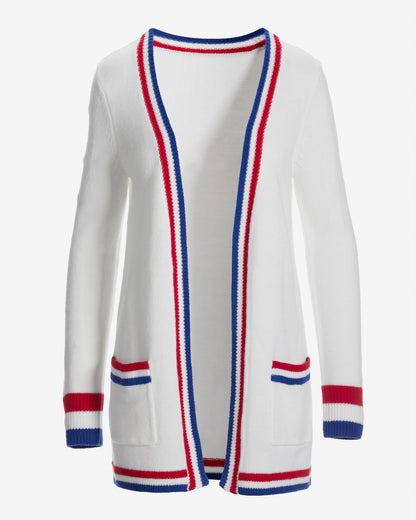 Colorblock Contrast Cardigan White Multi