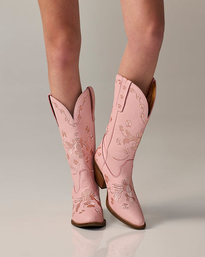Dingo Embroidered Floral Western Boot Pink