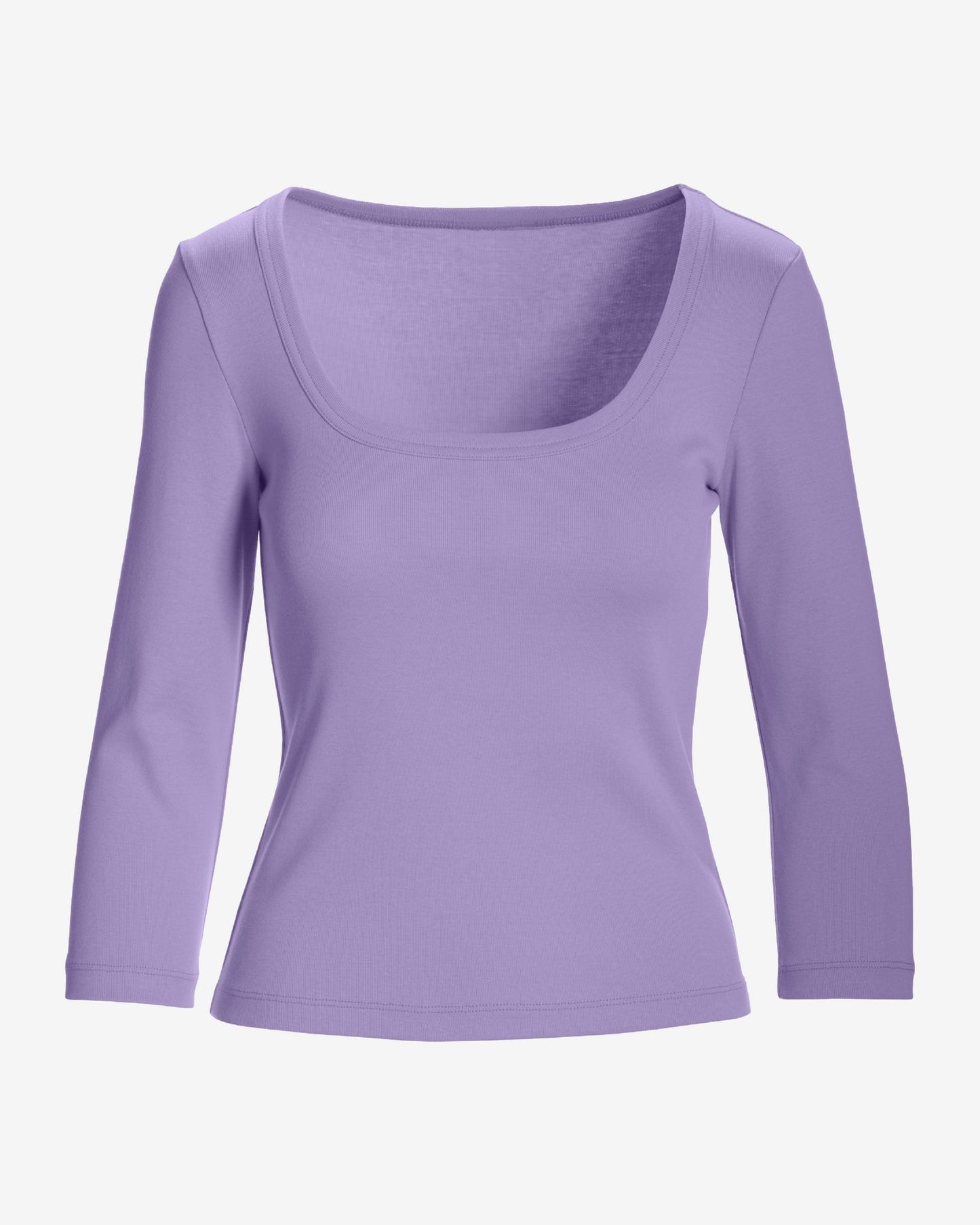 Cotton Scoop Neck Three Quarter Sleeve Top Lavendula