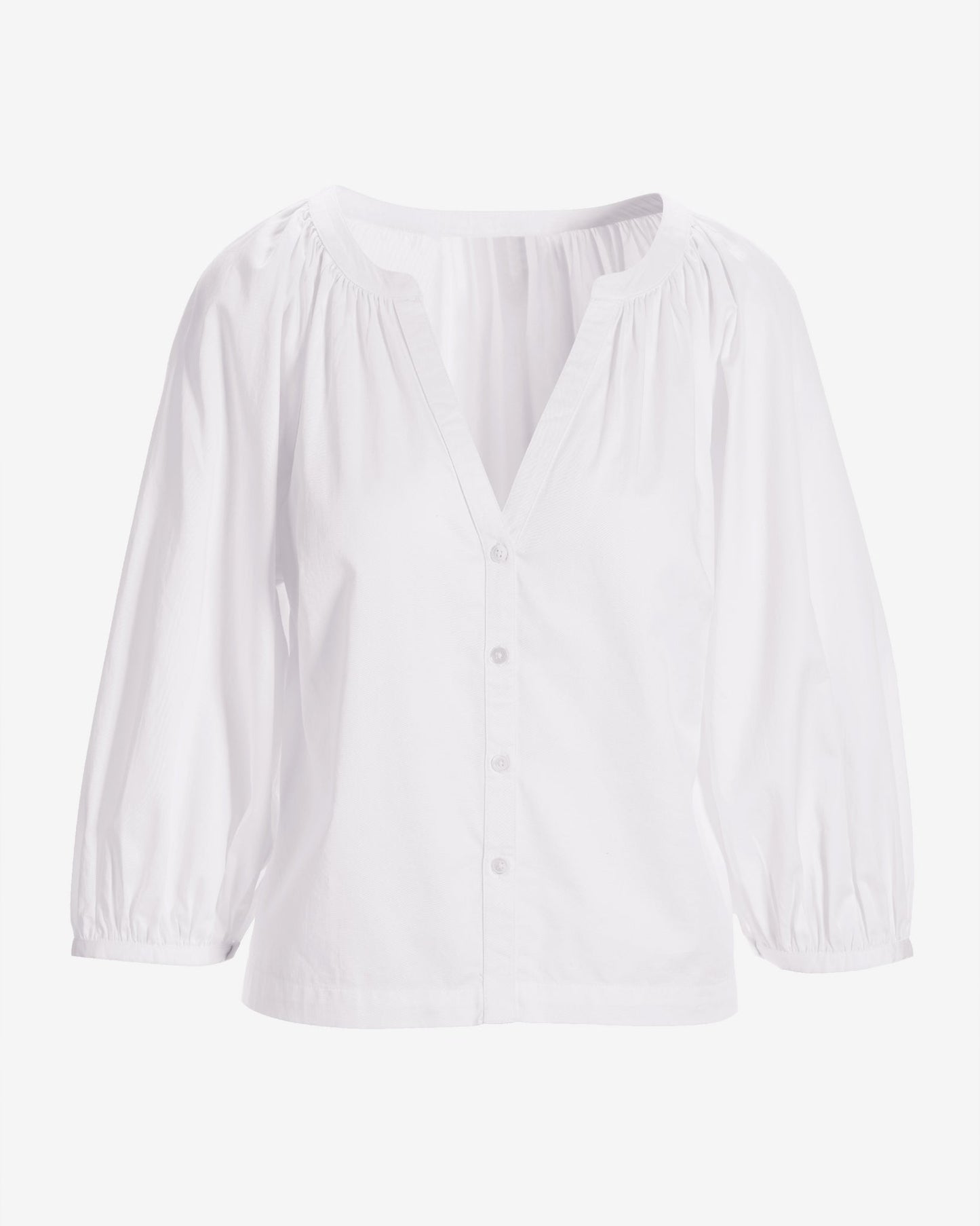 Brooke Notch Neck Poplin Shirt Pure White