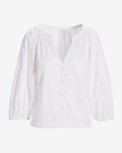 Brooke Notch Neck Poplin Shirt Pure White