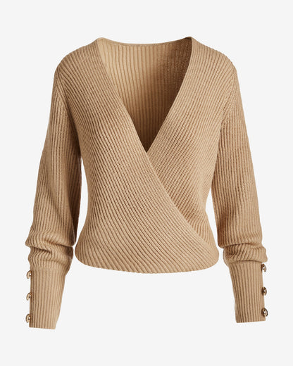 Cozy Surplice Sweater Cuban Sand