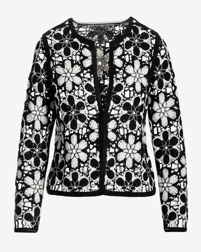 Crochet Cardigan Black/White