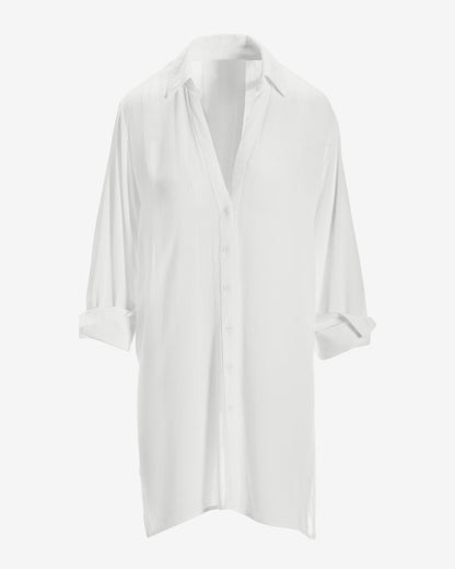 Button Up Versatile Shirt Cover Up White