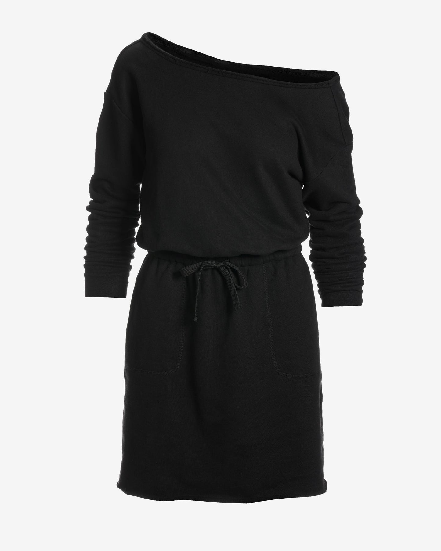 Cotton Comfort Slouchy Drawstring Sport Dress Black