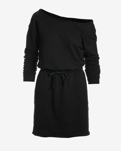 Cotton Comfort Slouchy Drawstring Sport Dress Black