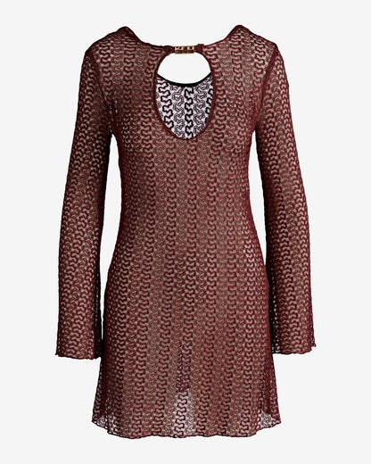 Crochet Keyhole Hardware Coverup Mocha/Golden
