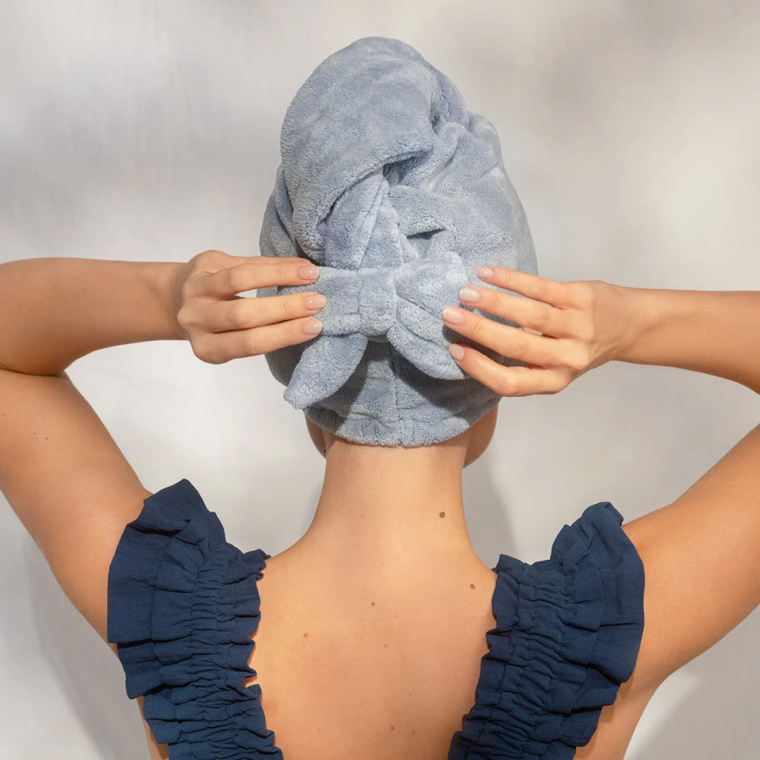 Plush Microfiber Hair Towel Turban (Blue)