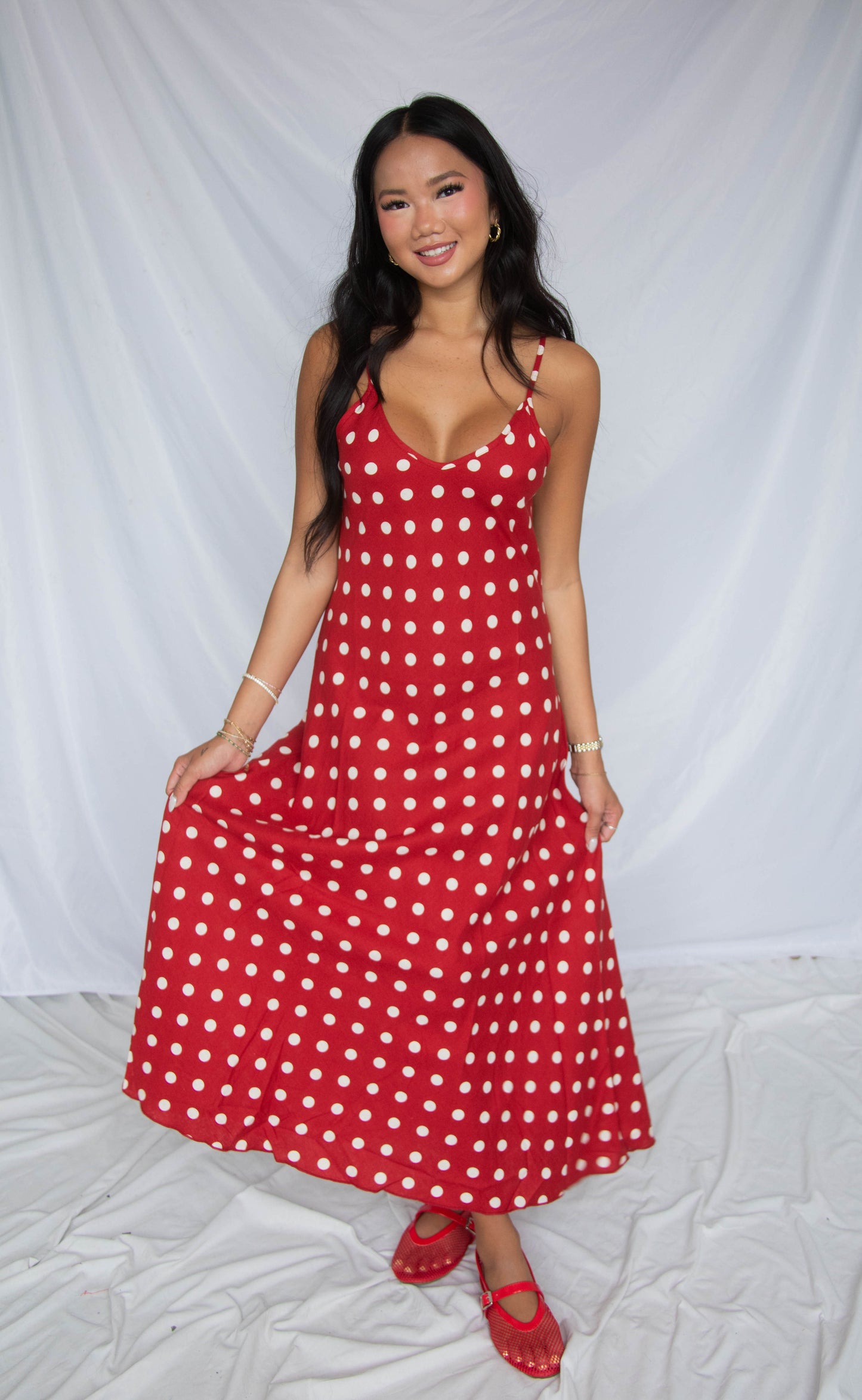 all we do polka dot maxi dress