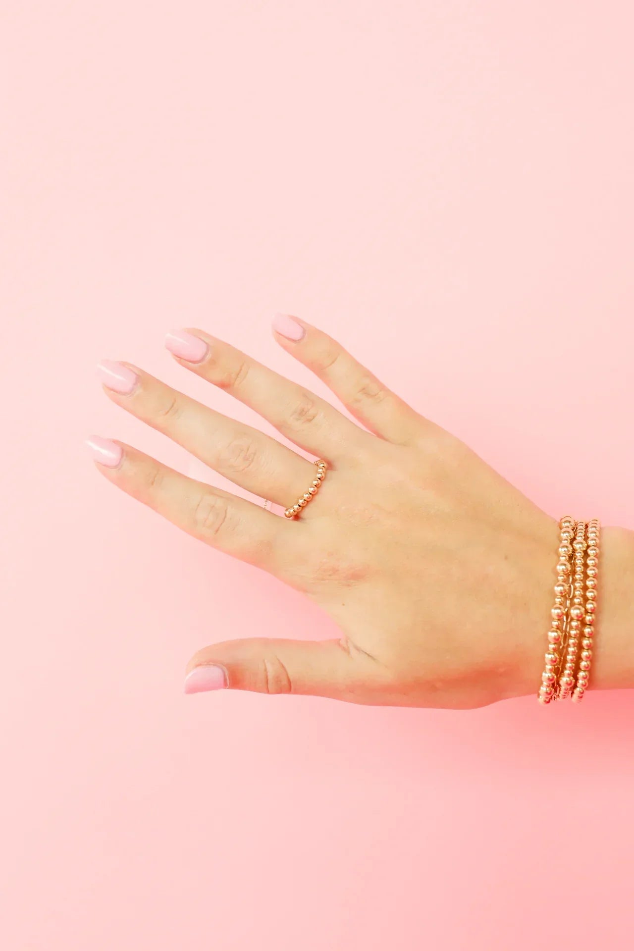 Lauren 3mm Gold Beaded Band Ring
