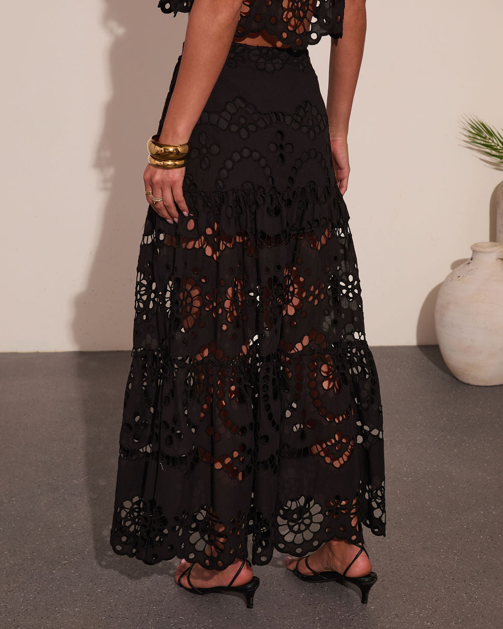 Coastline Energy Floral Eyelet Maxi Skirt