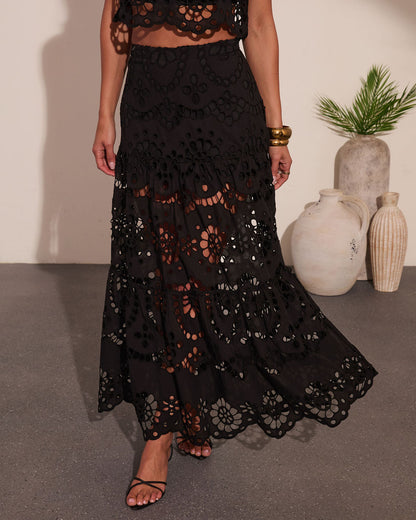 Coastline Energy Floral Eyelet Maxi Skirt