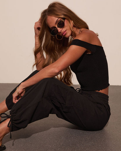 Chic Standard Cotton Drawstring Wide Leg Cargo Pants
