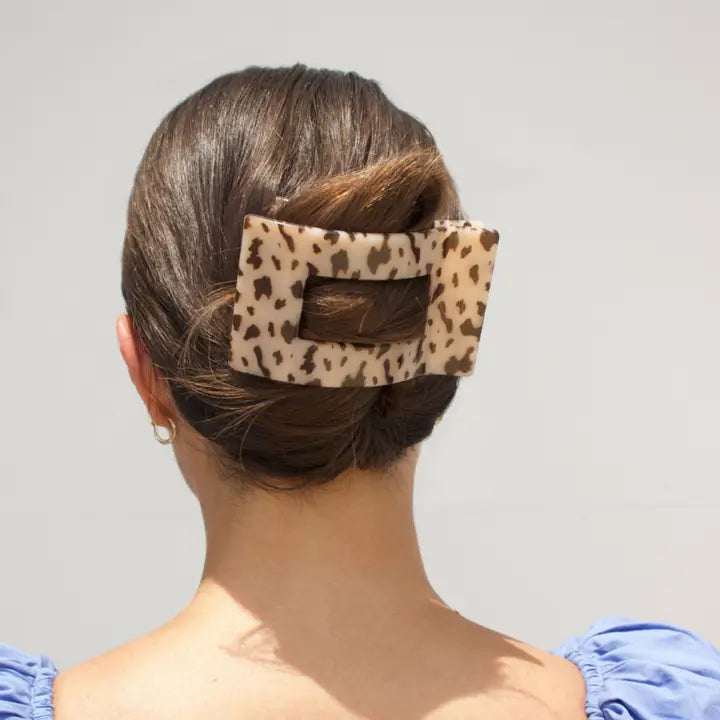 Large Flat Rectangle Hair Clip (Blonde Tortoise)