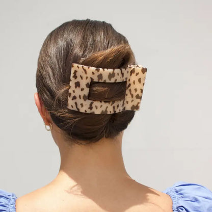 Large Flat Rectangle Hair Clip (Blonde Tortoise)