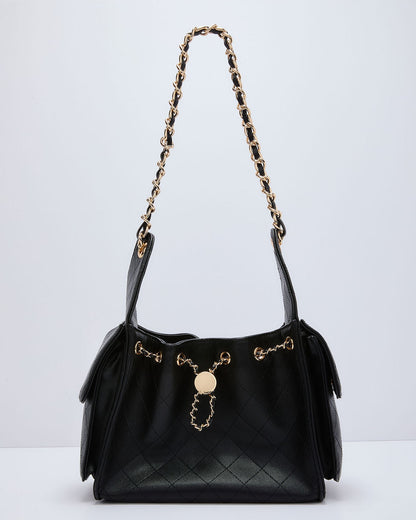 Borgia Quilted Crossbody Bucket Bag