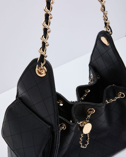 Borgia Quilted Crossbody Bucket Bag