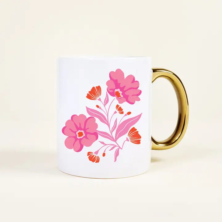 Poppin' Petals Pink Ceramic Mug