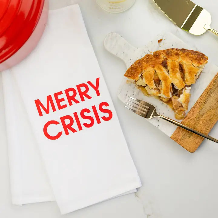 Merry Crisis Tea Towel