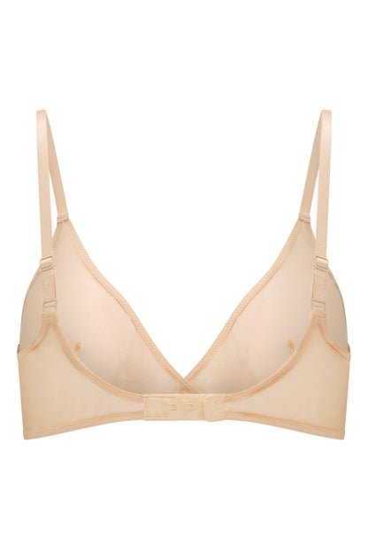 Soft Mesh Single Layer Triangle Bra in Beige