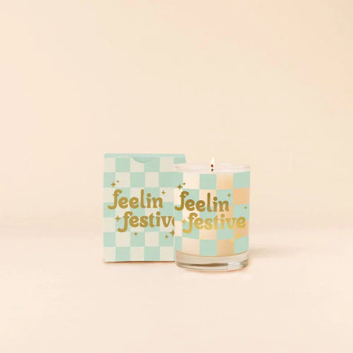 Feelin Festive Rocks Glass Candle