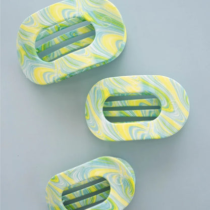 Medium Flat Round Hair Clip (Sea Shore)
