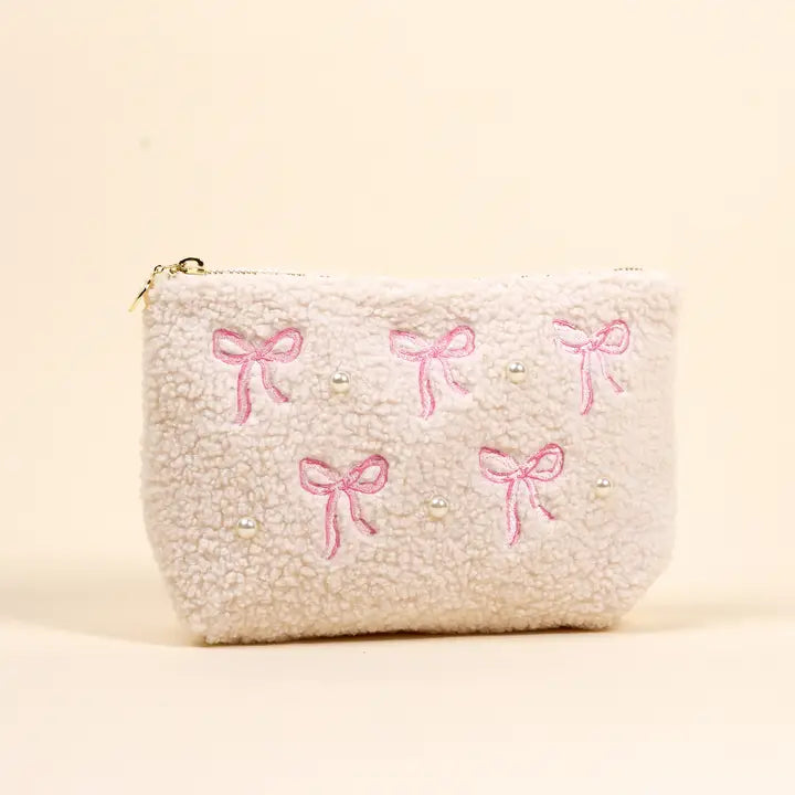 Pink Bows Teddy Pouch