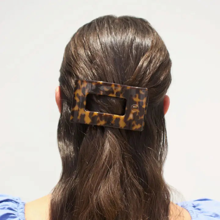 Medium Flat Rectangle Hair Clip (Tortoise)