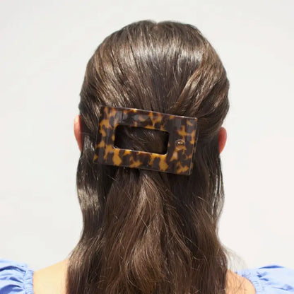 Medium Flat Rectangle Hair Clip (Tortoise)