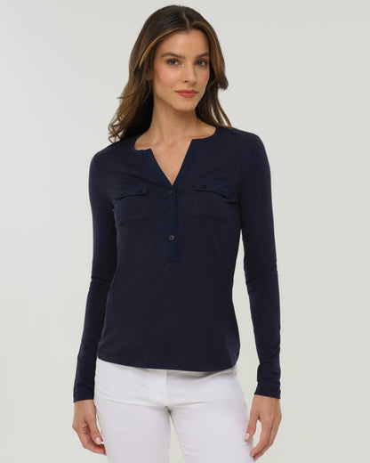 Calista Roll up Henley Top