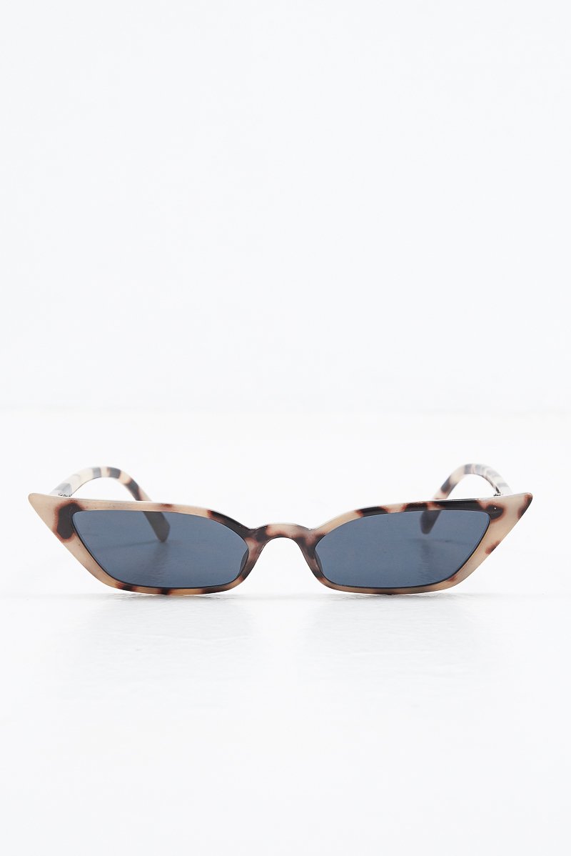 Beige Leopard Slim Pointed Cat Eye Sunglasses - Shelsy
