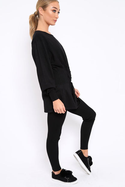 Black Co-ord with Corset Waist Tie Detail - Laurel