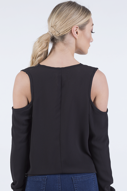 Black Cold Shoulder Top - Elsie