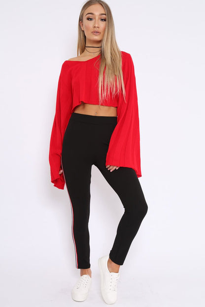 Black Contrast Side Stripe Trousers - Arva