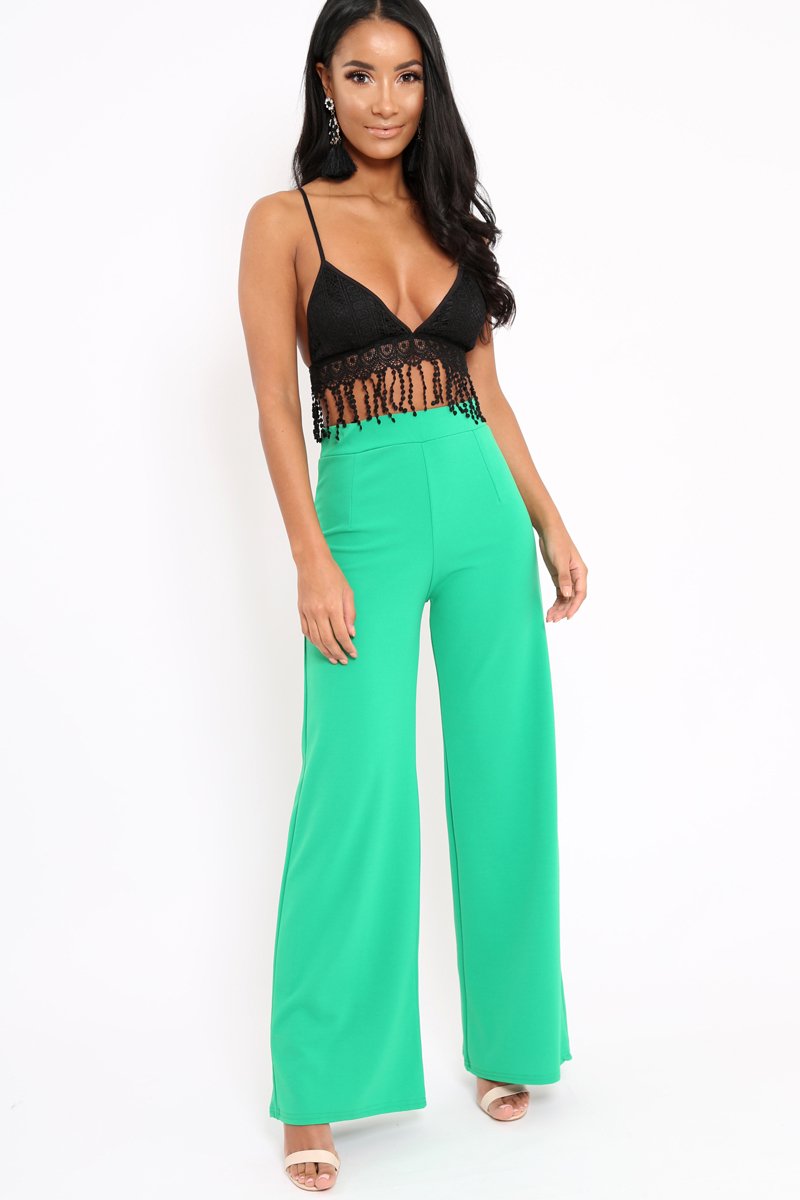 Black Crochet Bralet with Tassel Hem - Renee