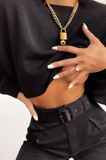 Black Cropped Batwing Jumper - Lizy