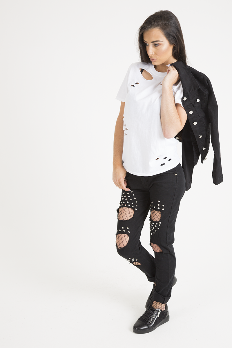 Black Cropped Fit Denim Jacket - Scarlett