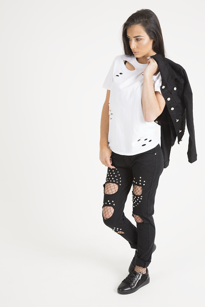 Black Cropped Fit Denim Jacket - Scarlett
