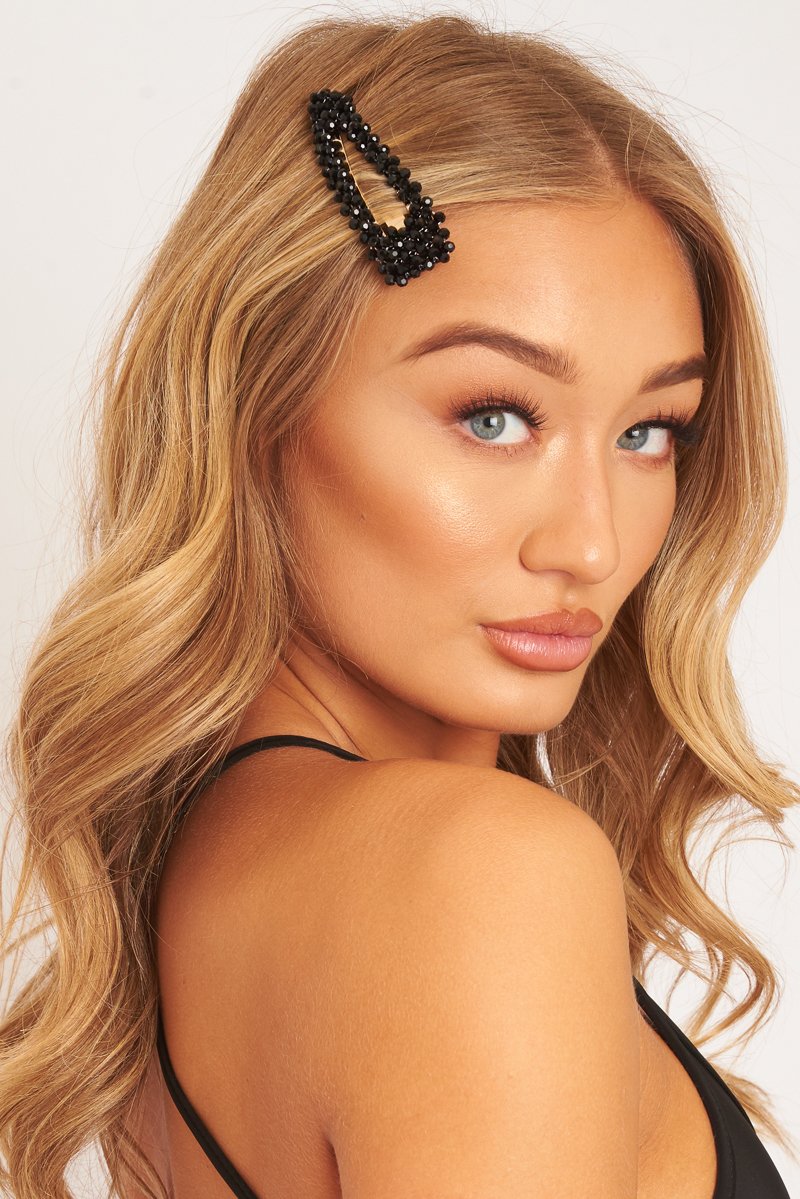 Black Crystal Hairclip - Genna