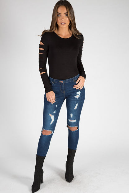 Black Cut Out Bodysuit - Keira