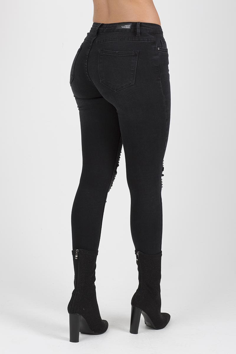 Black Denim Studded Jeans -Georgia