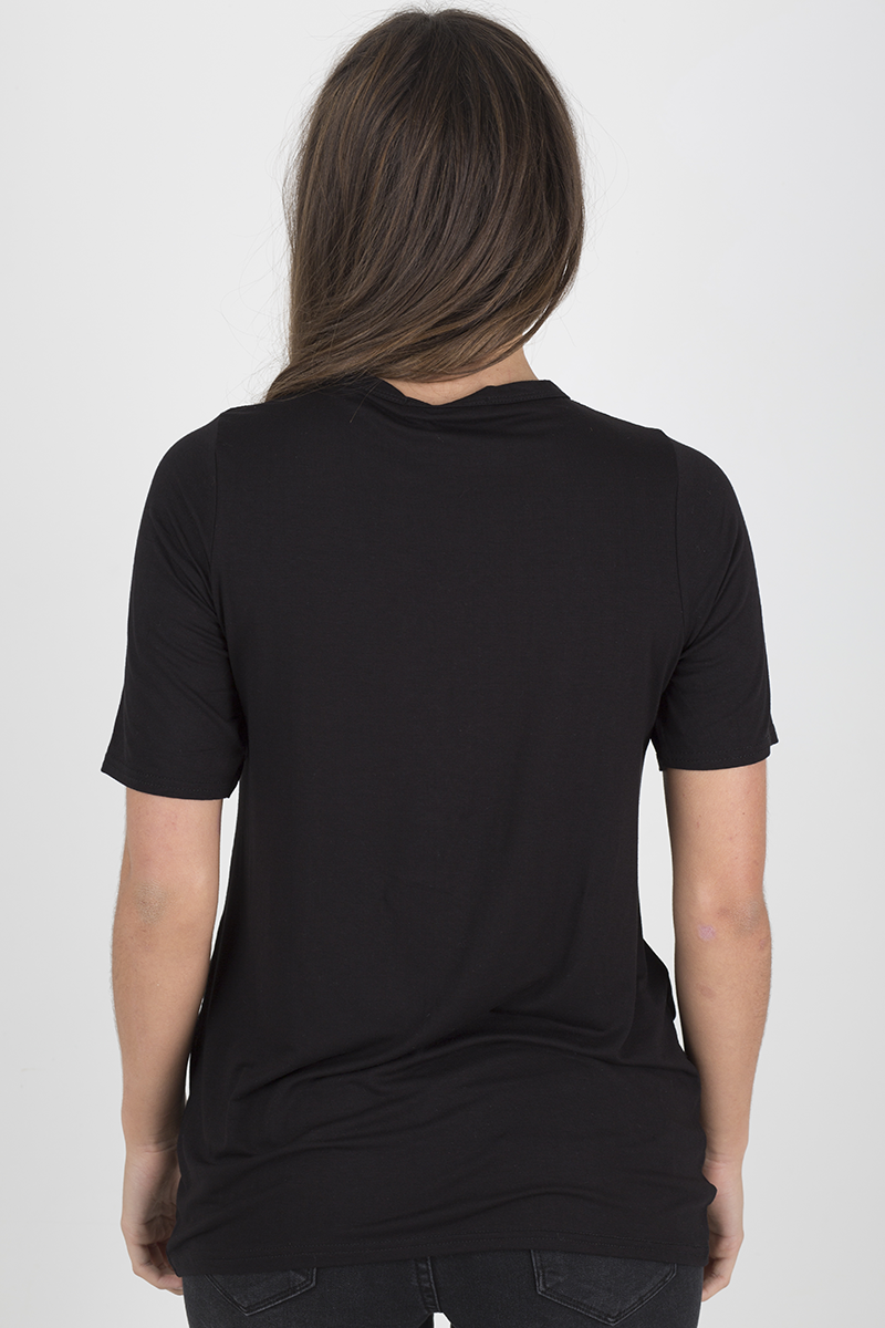 Black Destiny Graphic Print Lace Up T Shirt - Ollie