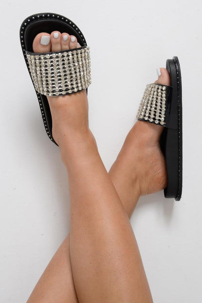 Black Diamante Sliders  - Lassie
