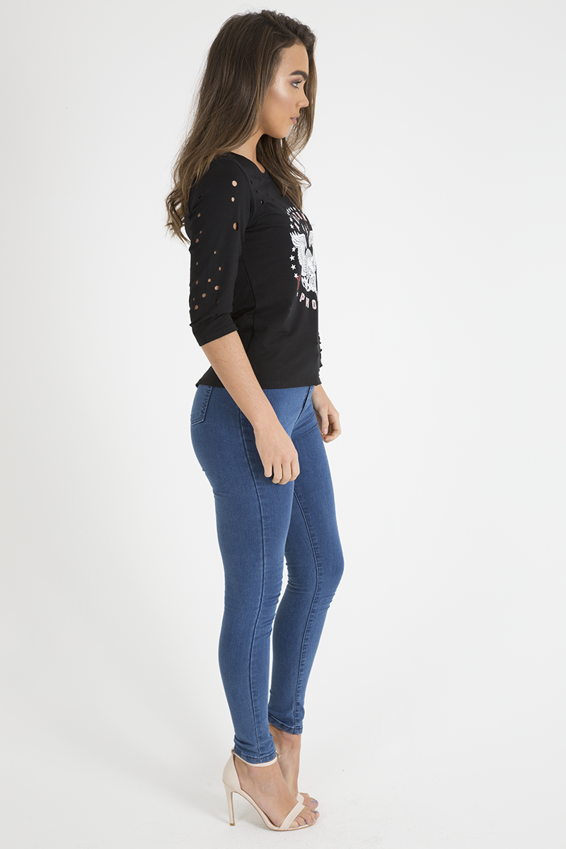 Black Distressed 'Arizona Phoenix' Print Top - Nova