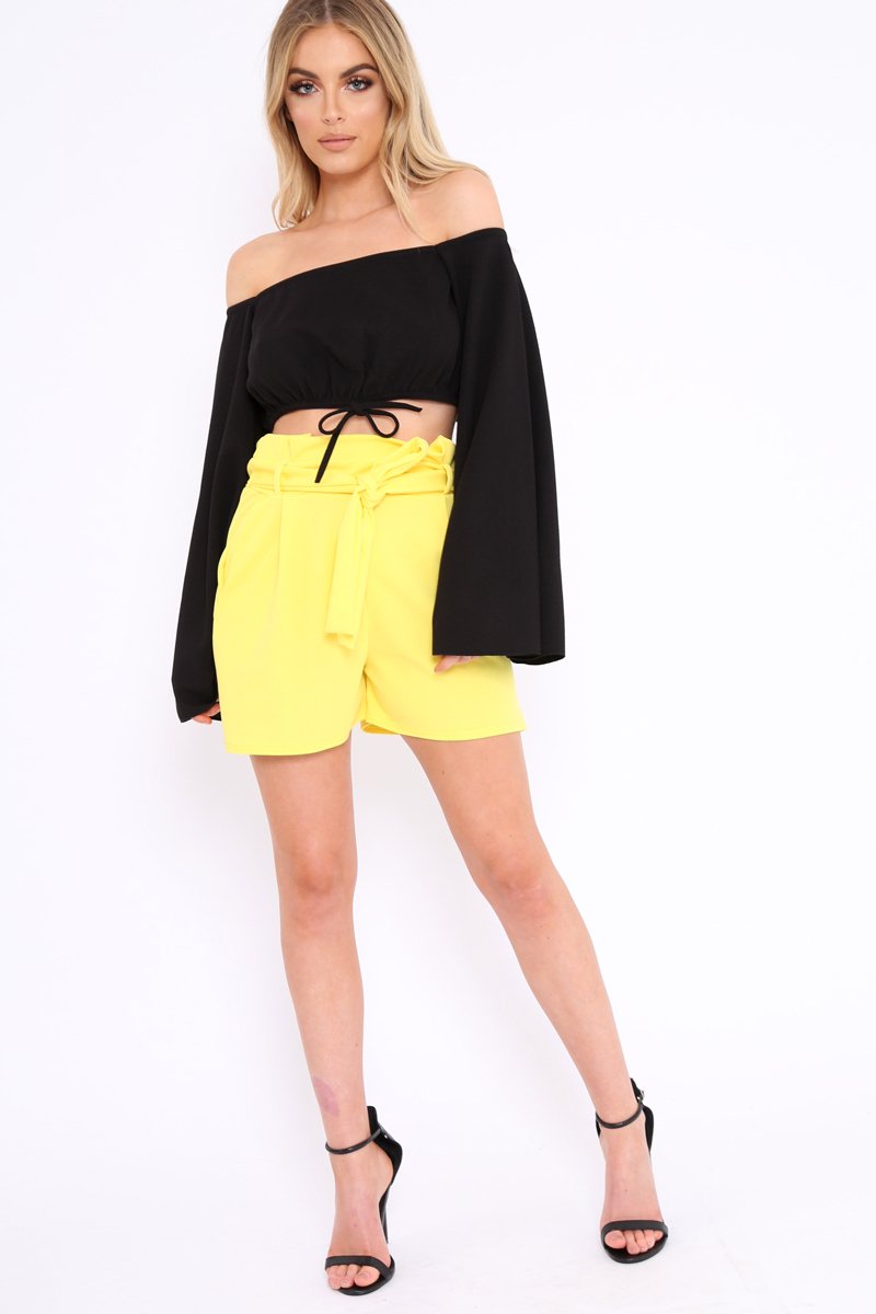Black Extreme Flared Sleeved Crop Top - Dalis