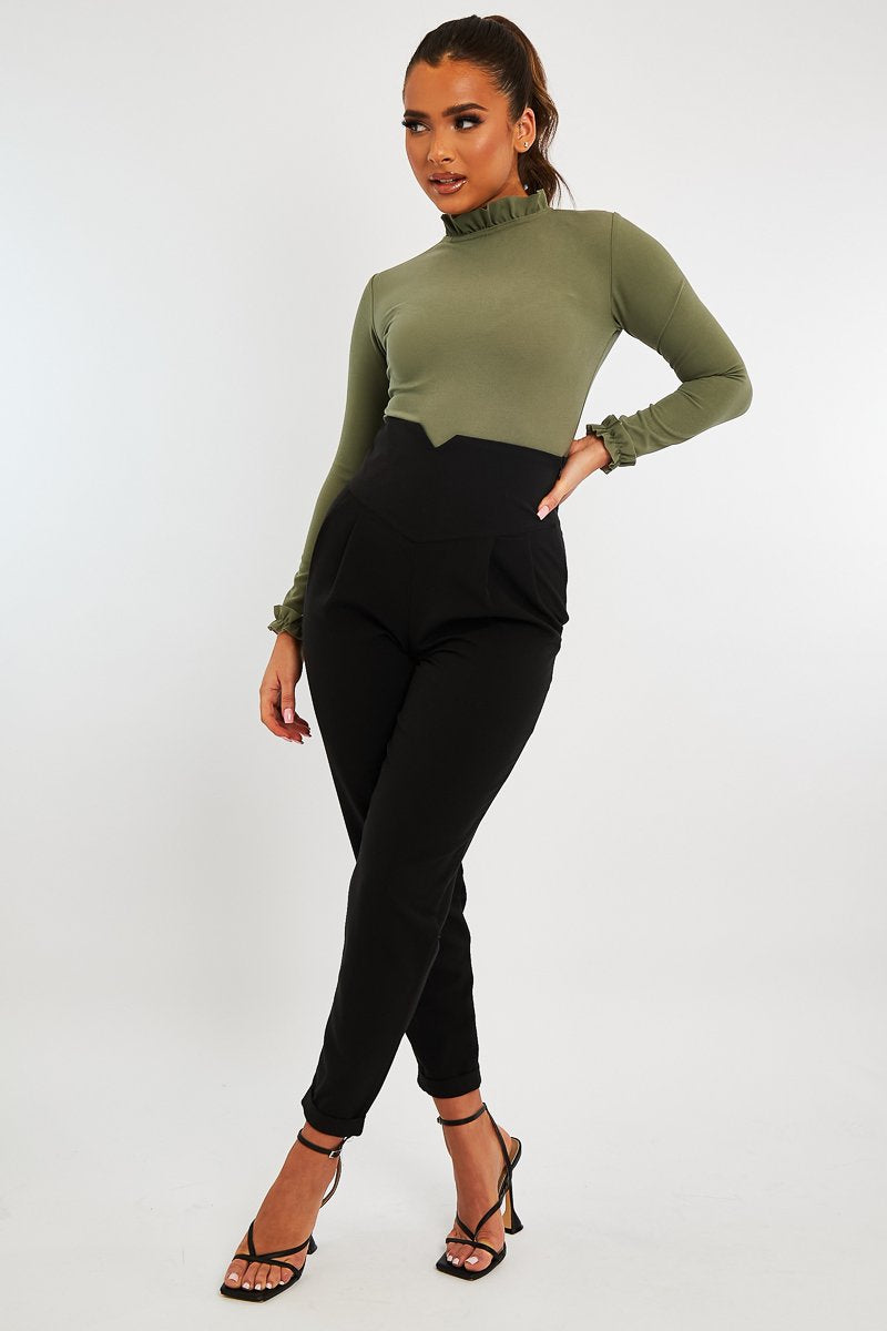 Black Extreme High Waist Tailored Trousers - Yaz