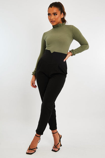 Black Extreme High Waist Tailored Trousers - Yaz
