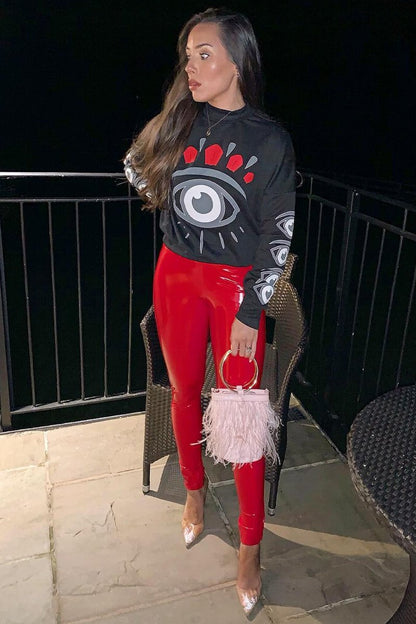 Black Eye Print Crew Neck Sweatshirt - Lynden