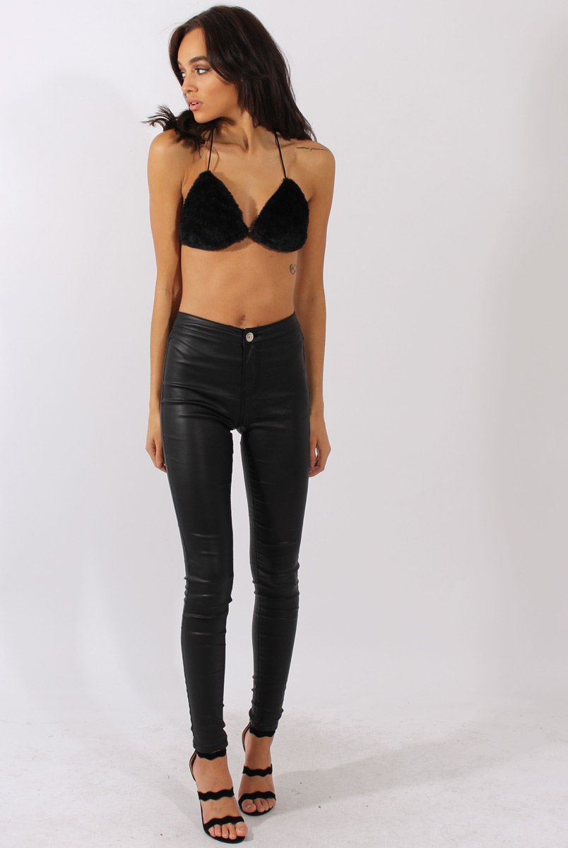 Black Faux Fur Bralet - Immi